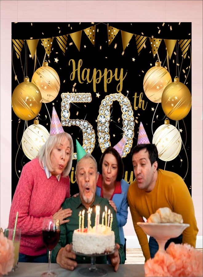 Party Baazaar 50th Birthday Backdrop 5x4 Ft | Backdrops for Decoration | Birthday Decoration Backdrop | Banner for Kids Theme Party - Image 4
